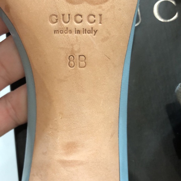 Gucci Shoes Sand Tess S. Cuoio Senna Horse.Bamboo MD/ LIFF sky azure/cocoa sz 8 - Picture 8 of 9